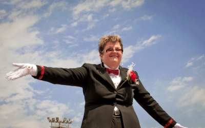 Bev Stanford, Drum Major of Sudbury Imperial Knights (Sudbury, 2012)
Photo by David Johns
Keywords: 2012