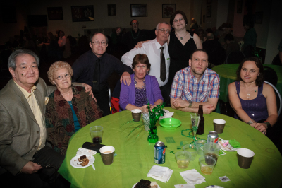 Ron, Josie, Rick, ?, Brian, Heather, ?, ? (Wearing of the Green, 2012)
Photo by David Johns
Keywords: 2012