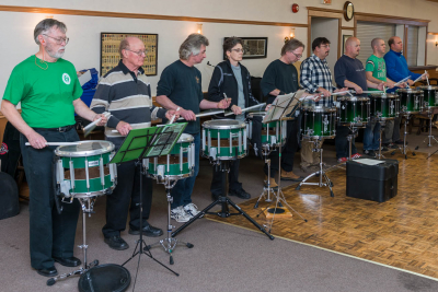 Optimists Alumni Snares rehearsing (Christmas Party, 2013)
Photo by David Johns
Keywords: 2013