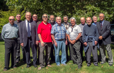 Attending Colin Hedworth's Service (July, 2013)
L-R: Rick Shearer, Phil Hennings, Ivor Bramley, Ric Brown, Bob Carell, Paul Thompson, Gord O'Halloran, John Carey, Warren Berger, Lorne Ferrazzutti, Al Miller, Mel Dey & David Johns
Missing: Dan Martin Shimski

Photo by David Johns
Keywords: 2013