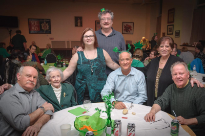 Back: Heather & Jim; Front: Rick & Mike with their mom in between, Rose & George (Wearing of the Green, 2014)
Photo by David Johns
Keywords: 2014