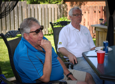 Dave and Brian, Post-parade BBQ (Highland Creek Parade, 2015)
Photo by David Johns
Keywords: 2015
