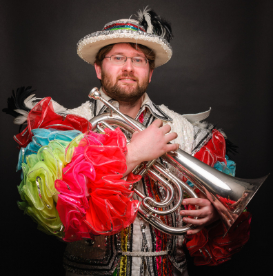 Matt Davis, Optimists Alumni (Mardi Gras costume, 2016)
Photo by David Johns
Keywords: 2016