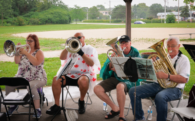Heather, Mike, Dave and Brian at rehearsal (July, 2017)
Photo by David Johns
Keywords: 2017