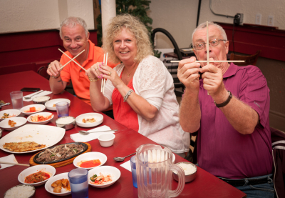 Doug, Glenda and Brian at our pre-trip Korean meal (July 22, 2017)
Photo by David Johns
Keywords: 2017