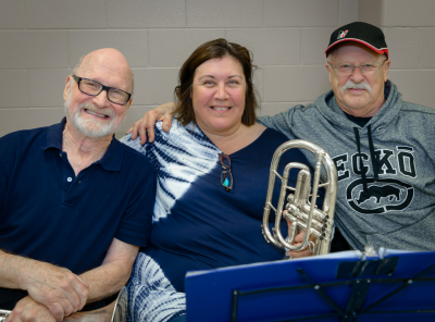 Barry Bell, Diane Beauchamp and Rick Seager (Oktobercorps rehearsal, Sept 9, 2018)
Photo by David Johns
Keywords: 2018
