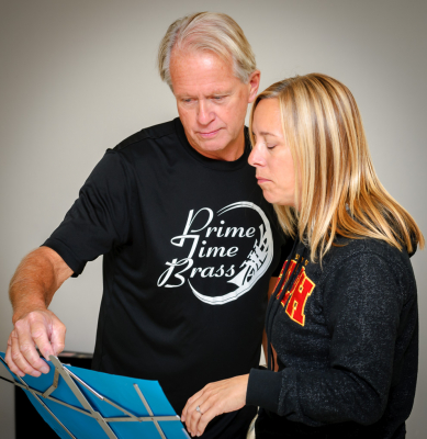 Mark Sinden and ? checking the music (Oktobercorps rehearsal, Sept 9, 2018)
Photo by David Johns
Keywords: 2018