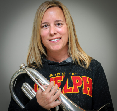 Nathalie Pilon-Gilmour ?, a mellophone player  (Oktobercorps rehearsal, Sept 9, 2018)
Photo by David Johns
Keywords: 2018