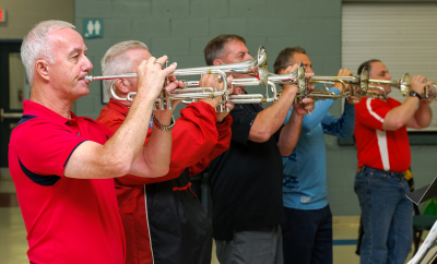 Doug Roblin and other trumpets (Oktobercorps rehearsal, Sept 9, 2018)
Photo by David Johns
Keywords: 2018