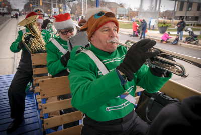 Front to back: Rick, Barry, Barry and Mike, Optimists Alumni (Etobicoke Santa Parade, 2018)
Photo by David Johns
Keywords: 2018