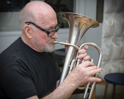 Barry Bell at rehearsal (Ventures' Show, Kitchener, 2018)
Photo by David Johns
Keywords: 2018