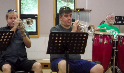 Kevin Tierney, Jason Logue and Ken Taylor, Optimists Alumni rehearsing (Jeju, South Korea, 2019)
Photo by Laura and Lindsay Weiler
Keywords: 2019
