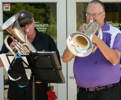 Dave Bruce and Mark Sichewski, Optimists Alumni (Woods BBQ, 2019)
Photo by Eric McConachie
Keywords: 2019