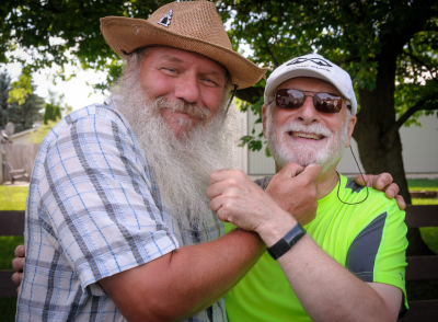 Keith Dearlove and Bob Carell, Optimists Alumni (Woods BBQ, 2019)
Photo by Eric McConachie
Keywords: 2019