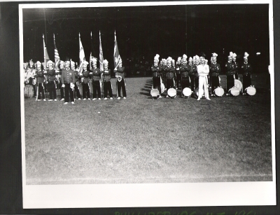 1961, I believe this might be Phillipsburg NJ. "Sac" is beside us. Al Morrison, Drum Major. & Ron Kaiser right behind him (FR)
Photo submitted by Phil Hennings
Keywords: 1961