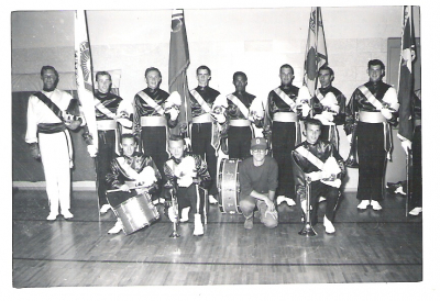 First recipients of the corps' 5 year rings (1960)
Left to Right:
Front row: Harry Clark, Jim Patten, Ed Nanni, Ron Cook
Back row: Phil Hennings, Don Yeaman, Henry Beben, Ian Robertson, Hector Roberts, Bob Brown, Larry Cheevers, Bob Owen

Photo submitted by Phil Hennings
Keywords: 1960