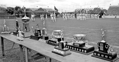 De La Salle competing with trophy table in foreground (Nationals, Hamilton, 1960)
Photo by Don Daber
Keywords: 1960