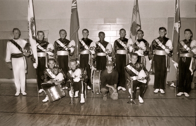 First recipients of the first 5 year rings (1960)
Front row: Harry Clark, Jim Patten, Ed Nanni, Ron Cook
Back Row: Phil Hennings, Don Yeaman, Henry Beben, Ian Robertson, Hector Roberts, Bob Brown, Larry Cheevers, Bob Owen, Bob Cook

Photo by Don Daber
Keywords: 1960