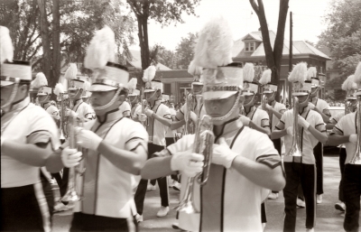 John Shearer,  Rick Morden and Barry Radford, Toronto Optimists in summer parade tops (Sarnia, 1964)
Photo by Don Daber
Keywords: 1964