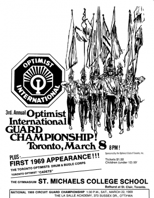 Don Dabers's poster for Optimists Colour Guard competition (1969)
Created by Don Daber
