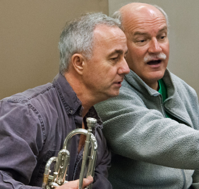 Doug Roblin and Rick Lang at rehearsal (Kitchener, 2012)
Photo by Eric McConachie
Keywords: 2012