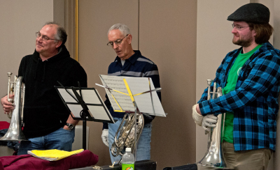 Brian Adam, Paul Blanchard & Matt Davis at rehearsal (Kitchener, 2012)
Photo by Eric McConachie
Keywords: 2012