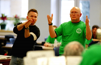 L-R: Jamie Oatt & Dave Burgess, Rehearsing at St Mikes (2007)
Photo by Dave Johns
Keywords: 2007