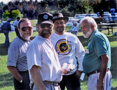 L-R: Doug Mackenzie, Barry Bell, John Carey (?), Mike Andrews (1998 reunion)
Photo by Frans Rood
Keywords: 1998