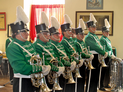 Some Baritones & a lone contra (The Legion, 2007)
L-R: Bill Kane, Ron Cottrell, Barry Bell, Ed Wilson, Paul Blanchard, Mike Lang, Mel Dey

Photo by Frans Rood
Keywords: 2007