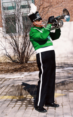 Mike Lang warming up for the St Patrick's Day Parade (2008)
Photo by Eric McConachie
Keywords: 2008