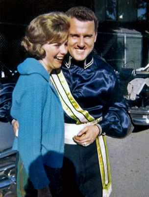 Edith and Gord O'Halloran in his Jesters uniform (about 1963)
Photo by Ed Law
Keywords: 1963