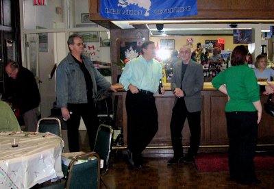 Belated Christmas party (Jan. 2008)
L-R: Clare Reid, Pat Begley, Tom Mellors, Rod Patterson, Jan Burgess' back and Mary, from the Legion

Photo submitted by Phil Hennings
Keywords: 2008