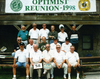 Optimists corps members from 1958 (at the 1998 reunion picnic)
Back row  L to R: Mike Andrews (deceased), Len Perrin, Phil Hennings, Al Morrison, Ed Nanni. Colin Hedworth
Middle row L to R: Charlie Sokoll, Ken Poole, Dennis DeCarli, Gord O'Halloran, Bob Brown 
Front row L to R: Joe Gianna, Jim Patten, Barry Bell, Henry Beben, Warren Mills

Photo by Frans Rood
Keywords: 1958 1998