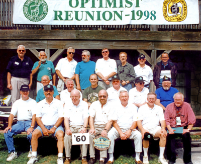 Optimists corps Members from 1960 (1998 reunion picnic)
Back row L to R: Mike Layton, Mike Andrews (deceased), Len Perrin, Victor Glowackie, Phil Hennings, Al Morrison, Ed Nanni. Colin Hedworth
Middle row L to R: Al Miller, Ken Poole, Dennis DeCarli, Gord O'Halloran, Bob Brown, Gary Corbett
Front row L to R: Mel Dey, Joe Gianna, Jim Patten, Barry Bell, Henry Beben, Warren Mills, Don Daber

Photo by Frans Rood
Keywords: 1998 1960