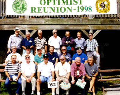 Optimists corps members from 1962 (at the 1998 reunion picnic)
Back row L to R: Frans Rood, Chuck Clutterbuck, Ross Cation, Len Perrin, Collin Hedworth, Vic Kruklis, Mike Thys
Middle row L to R: George Wright, Mel Dey, Al Miller, Dave Johns, Mark Wicken, Gary Corbett
Front row L to R: Rick Shearer, Phil Hennings, Joe Gianna, Barry Bell, Don Daber, Joe Palanica

Photo by Frans Rood
Keywords: 1962 1998