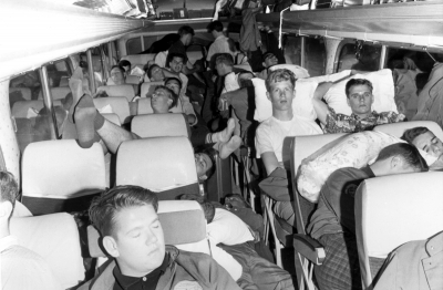 Life (?) on the bus (Gary Corbett in front) (1963 or 1964)
Photo by Don Daber
Keywords: 1963 1964