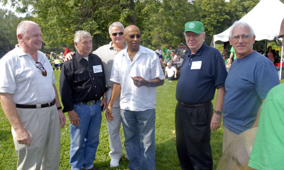 Some of the 1957 & 58 Optimists (Reunion 2008)
L-R: Bill Jay, Ben Woodley, Bob Cook, Hector Roberts, Jim Patten and Ed Nanni

Photo by Peter McCusker
Keywords: 2008 2008 1957