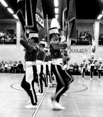 1970 Circuit Guard
They are carrying the 1969 Natinal Champion Circuit Guard flag and the two fellows at the front are John O'Leary (right) and Chris White (left) who was a rookie in 1970.

Photo Submitted by Ric Brown
Keywords: 1970