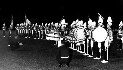 Toronto Optimists, concert (1968)
Dave Blevins with Bob Walker, Dennis May (cymbal players) and John Rood on the other Bass Drum

Photo by Don Daber
Keywords: 1968