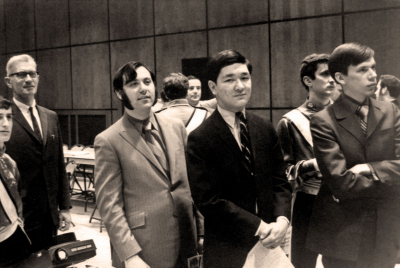 George Nasello, Ben Burrage, Joe Gianna, Jack Roberts (in back), Ron Chong, Bill Kane (1970)
Photo probably by Don Daber
Keywords: 1970