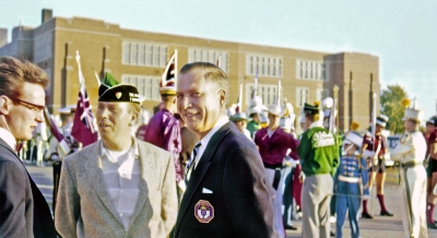 L-R: Lorne Ferrazzuti, Eric Burton, Mr Baggs and behind are members of De La Salle, Don Mills Sky Raiders, Toronto Optimists, St Mary's and Scout House (East York, 1958)
Photographer unknown
Keywords: 1958