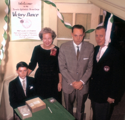 Doug MacKenzie, Mrs Baggs, Brian Williams ? and Mr Baggs (Victory Banquet, 1960)
Photo by Don Daber
Keywords: 1960