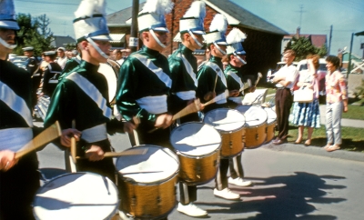 Toronto Optimists' drums in a parade (Merritton, 1960)
Photo by Don Daber
Keywords: 1960
