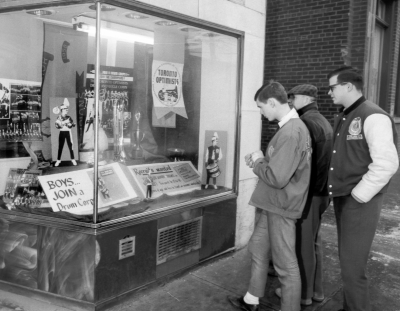 Rick Cooper, ? and David Johns outside Optimists clubhouse on Keele St (1966)
Photo by Don Daber
Keywords: 1966