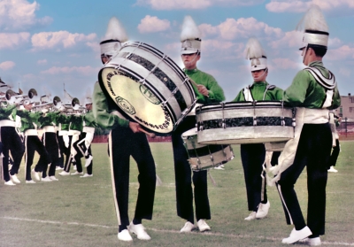 facing forward the drummers are: John McDonald, Rick Tracey and Dave Simms, Toronto Optimists (1969)
Submitted by George Tamaki
Keywords: 1969