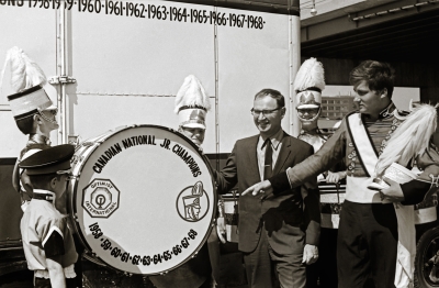 Promo shot showing John Rood, Norm Kennedy(?) in the suit and Vern Johansson (1969)
Photo by Don Daber
Keywords: 1969