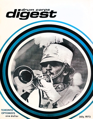 Peter Byrne on the cover of Drum Corps Digest (July, 1973)
Submitted by Vern Reid
Keywords: 1973