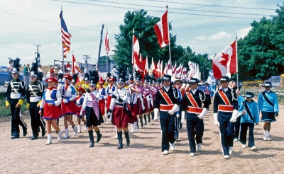 March Past:  Seneca Optimists, St Ignatius Girls, Chatelaines, Northstar and Oakland Crusaders (Simcoe, 1978)
Photo by Eric McConachie
Keywords: 1978