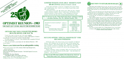 Program for the 1983 Optimists Reunion
Submitted by Phil Hennings
