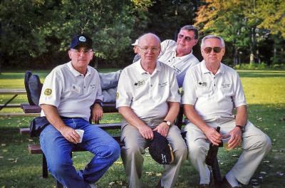 Ed Nanni, Jim Patten, Henry Beben and Phil Hennings behind (Optimists Reunion, 1998)
Submitted by Jim Patten
Keywords: 1998